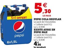 Hyper U Le Cap d'Agde - PEPSI COLA REGULAR Promo PEPSI COLA REGULAR dans le catalogue Hyper U Méga formats, méga économies à Le Cap d'Agde