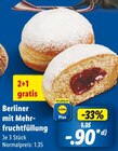 Berliner mit Mehrfruchtfüllung im Lidl Prospekt Berliner mit Mehrfruchtfüllung im aktuellen Lidl Prospekt für 0,90 €