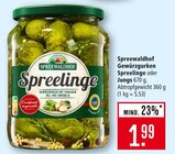 Gewürzgurken Spreelinge im Angebot bei Marktkauf in Ulm Gewürzgurken Spreelinge Angebote von Spreewaldhof bei Marktkauf Ulm für 1,99 €