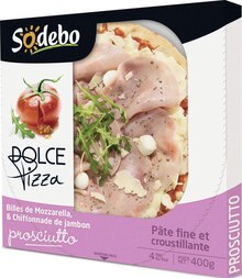 Dolce pizza billes de mozzarella & chiffonnade de jambon prosciutto - Spar à Angers Dolce pizza billes de mozzarella & chiffonnade de jambon prosciutto en promo chez Spar Angers à 4,09 €