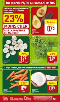 Promotion Champignon dans le prospectus Aldi, valable du 27/05/2025 au 02/06/2025 Promo Champignon dans le catalogue Aldi du moment à la page 3