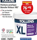 Peinture acrylique blanche Velours - Tollens en promo chez Screwfix Wattrelos à 76,49 €
