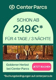 Center Parcs Prospekt für Köln: "Goldener Herbst bei Center Parcs", 1 Seite, 13.08.2025 - 24.08.2025