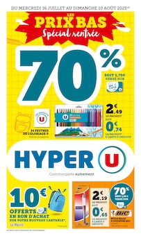 Prospectus Hyper U en cours, "LES PRIX BAS Spécial rentrée", page 1 sur 36