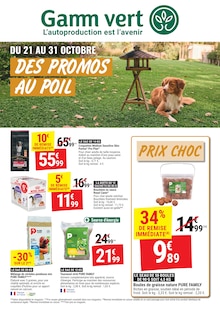 Catalogue Gamm vert de la semaine 43, "DES PROMOS AU POIL", page 1, 21/10/2026 - 31/10/2026 Prospectus Gamm vert en cours, "DES PROMOS AU POIL", page 1 sur 4