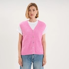 Gilet sans manches col V boutonné rose femme à 11,19 € dans le catalogue La Halle