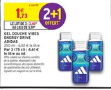 Gel Douche Vibes Energy Drive - Adidas en promo chez Intermarché Super Antony à 3,46 €