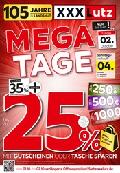 Aktueller XXXLutz Möbel & Einrichtung Prospekt in Landau und Umgebung, "MEGA-TAGE" mit 4 Seiten, 26.09.2026 - 02.10.2026