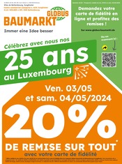 Catalogue Bricolage Globus-Baumarkt en cours à Audun-le-Roman et alentours, "Globus Baumartk", 4 pages, 29/04/2024 - 04/05/2024