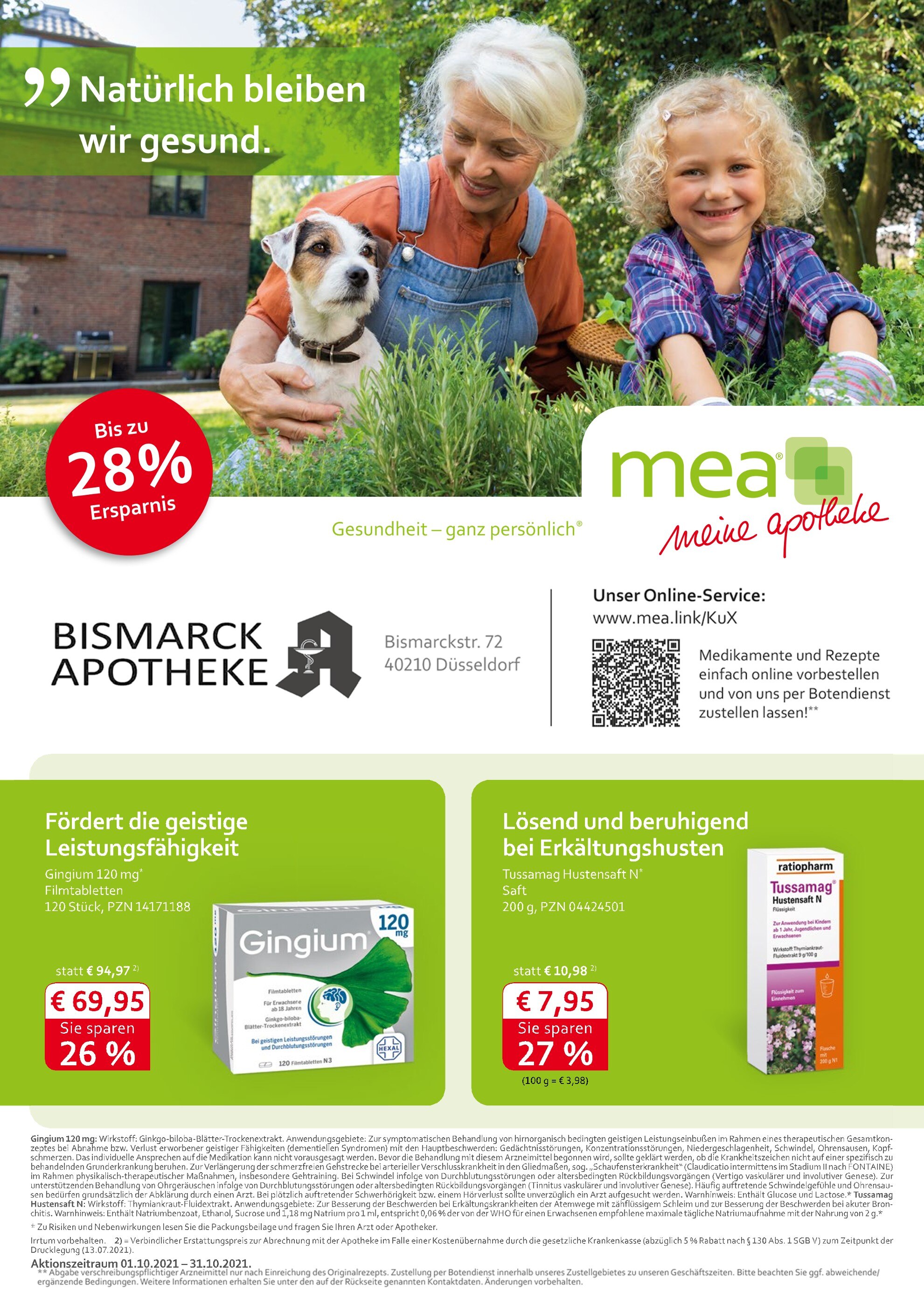 mea - meine apotheke Prospekt für Düsseldorf mit 4 Seiten mea - meine apotheke Prospekt für Düsseldorf: "Unsere Oktober-Angebote", 4 Seiten, 01.10.2021 - 31.10.2021