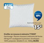 Oreiller en mousse à mémoire - TYNSET en promo chez Jysk Caen à 15,00 €