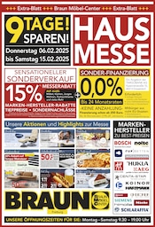 Aktueller BRAUN Möbel-Center Möbel & Einrichtung Prospekt in Merdingen und Umgebung, "HAUSMESSE - 9 TAGE SPAREN!" mit 8 Seiten, 06.02.2025 - 15.02.2025