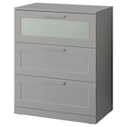 Kommode mit 3 Schubladen grau/Frostglas von BRIMNES für 99,99 € bei IKEA im Angebot Kommode mit 3 Schubladen grau/Frostglas von BRIMNES im aktuellen IKEA Prospekt