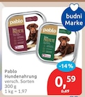 Hundenahrung von Pablo für 0,59 € bei budni im Angebot Hundenahrung von Pablo im aktuellen budni Prospekt