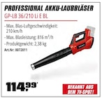 Professional Akku-Laubbläser GP-LB 36/210 Li E BL Angebote von Einhell bei OBI Bielefeld für 114,99 €