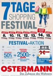 Aktueller Ostermann Möbel & Einrichtung Prospekt in Leverkusen und Umgebung, "7-Tage Shopping Festival - Das Zuhause des Wohnens" mit 16 Seiten, 08.11.2025 - 15.11.2025