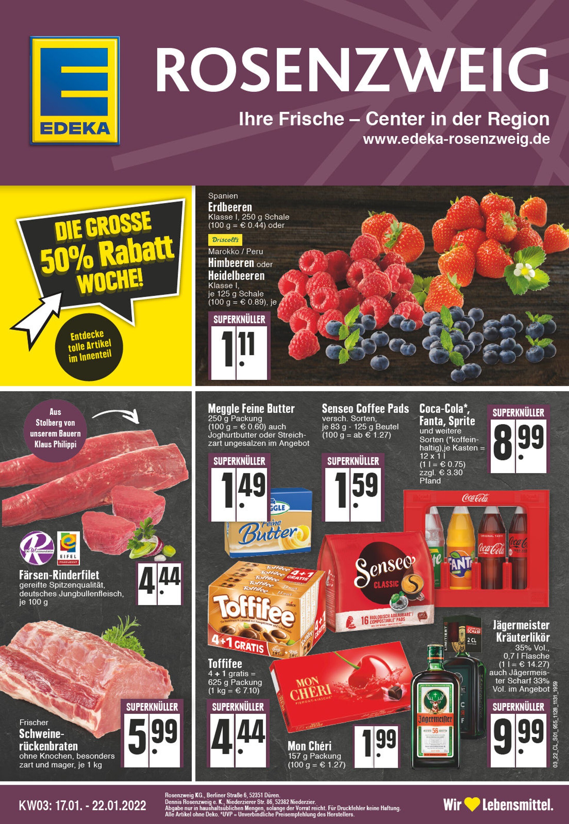 EDEKA Prospekt für Düren mit 24 Seiten EDEKA Prospekt für Düren: "Aktuelle Angebote", 24 Seiten, 17.01.2022 - 22.01.2022