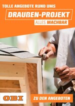 OBI Prospekt für Elsterwerda mit 1 Seite OBI Prospekt für Elsterwerda: "DRAUSSEN-PROJEKT", 1 Seite, 01.08.2021 - 31.08.2021