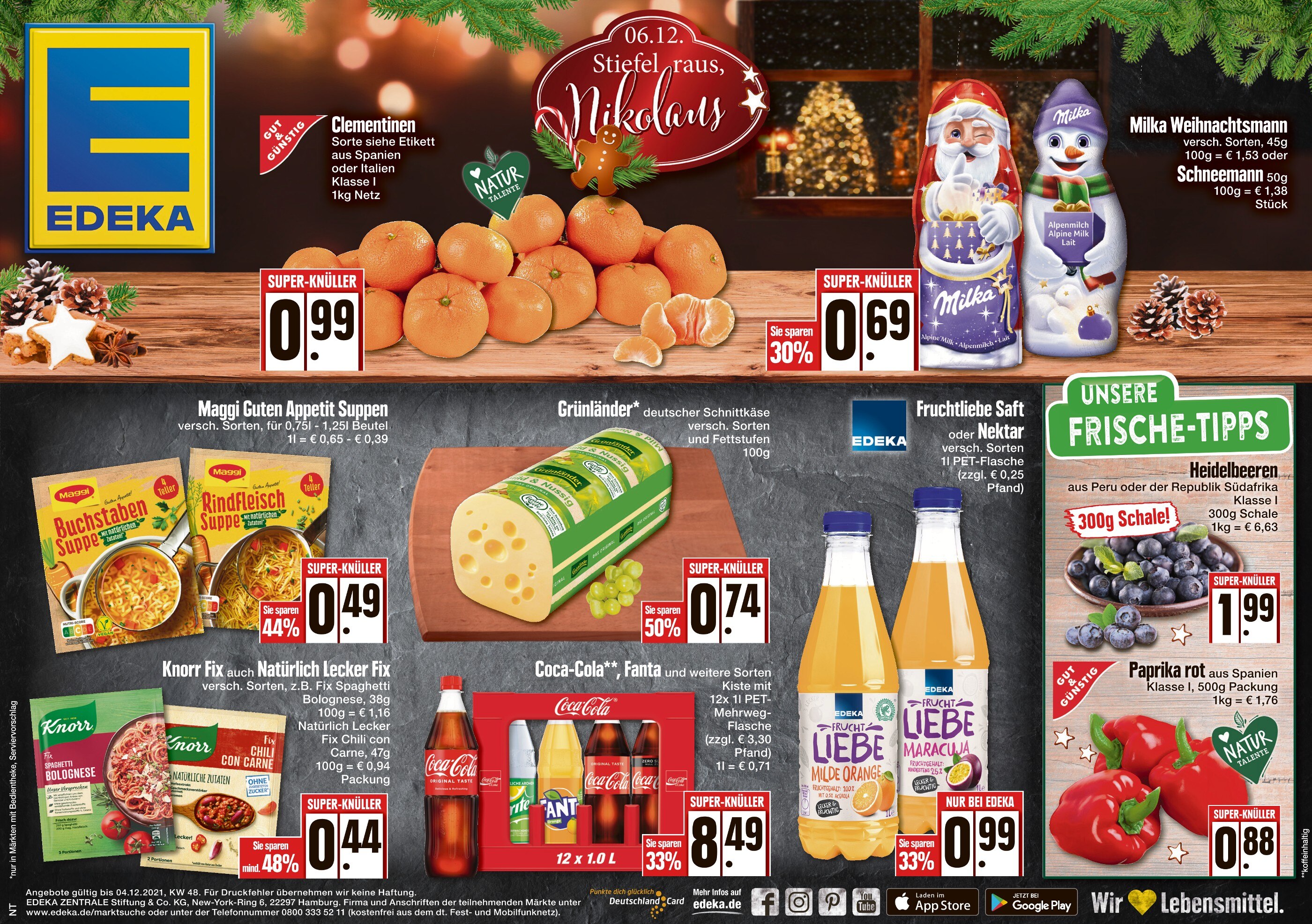 EDEKA Prospekt für Friedrichshafen mit 1 Seite EDEKA Prospekt für Friedrichshafen: "Top Angebote", 1 Seite, 02.12.2021 - 04.12.2021