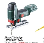 Stichsäge im toom Baumarkt Prospekt Akku-Stichsäge „ST 18 L90“ Solo von Metabo im aktuellen toom Baumarkt Prospekt für 169,99 €