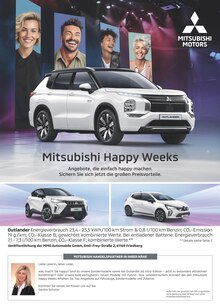 Mitsubishi Prospekt der KW 38 "Mitsubishi Happy Weeks" Aktueller Mitsubishi Prospekt "Mitsubishi Happy Weeks" Seite 1 von 1 Seiten