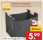 Filzkorb mit Holzgriff Angebote von DEKOR bei Netto Marken-Discount Kassel für 5,99 €