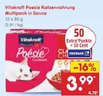 Aktuelle Katzenfutter Angebote bei Netto Marken-Discount in Offenbach (Main) Aktuelles Poesie Katzennahrung Multipack in Sauce Angebot bei Netto Marken-Discount in Offenbach (Main) ab 3,99 €