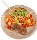 Spaghetti Napoli mit 150g Lady-Steak im Angebot bei mömax in Aalen Spaghetti Napoli mit 150g Lady-Steak Angebote bei mömax Aalen für 8,00 €