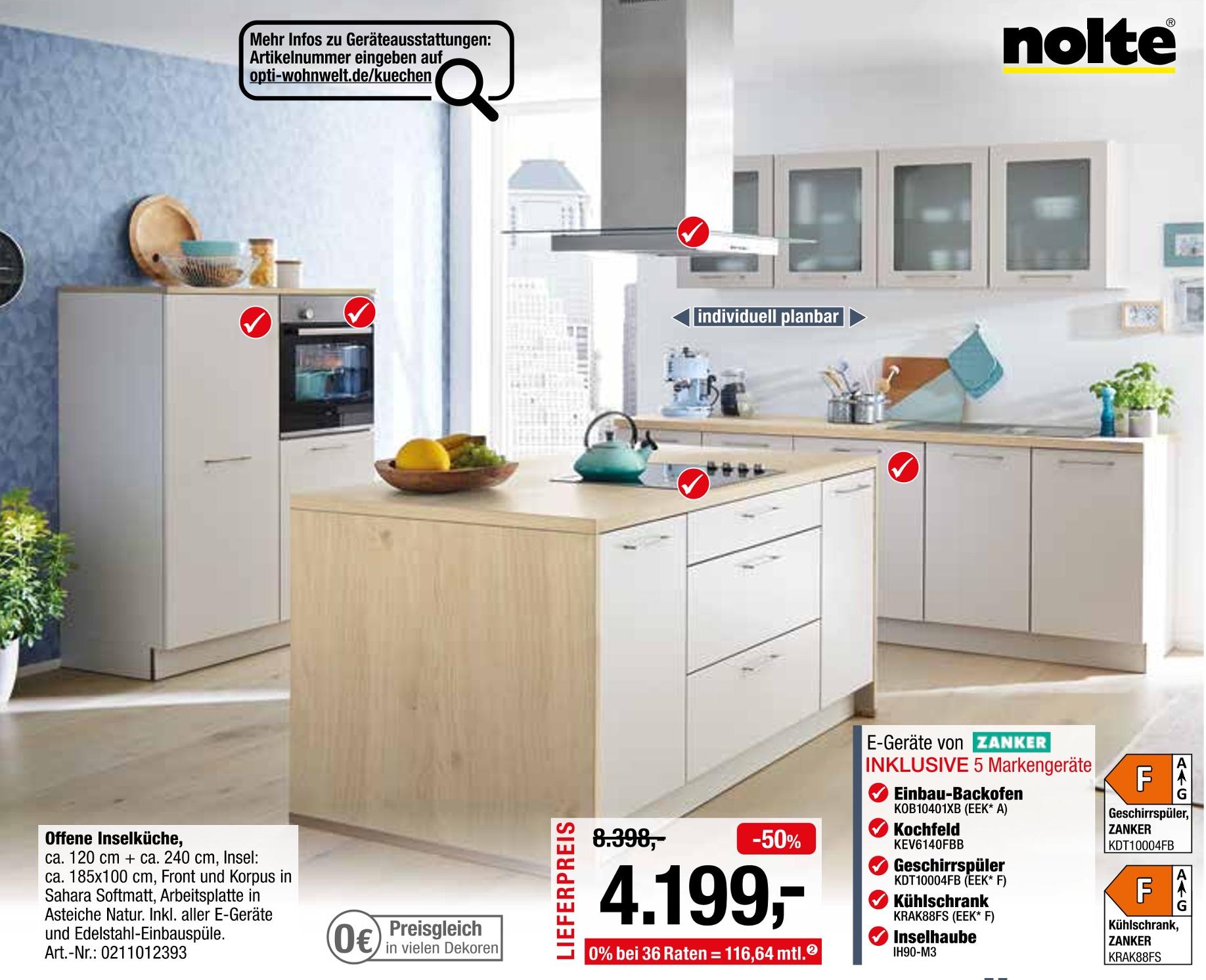 Opti-Wohnwelt Würzburg - Offene Inselküche Offene Inselküche Angebot bei Opti-Wohnwelt Würzburg im Prospekt 40% IN ALLEN ABTEILUNGEN!