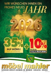 Aktueller Möbel Mahler Siebenlehn Möbel & Einrichtung Prospekt in Lößnitz und Umgebung, "WIR WÜNSCHEN IHNEN EIN FROHES NEUES JAHR 2026" mit 16 Seiten, 01.01.2026 - 06.01.2026