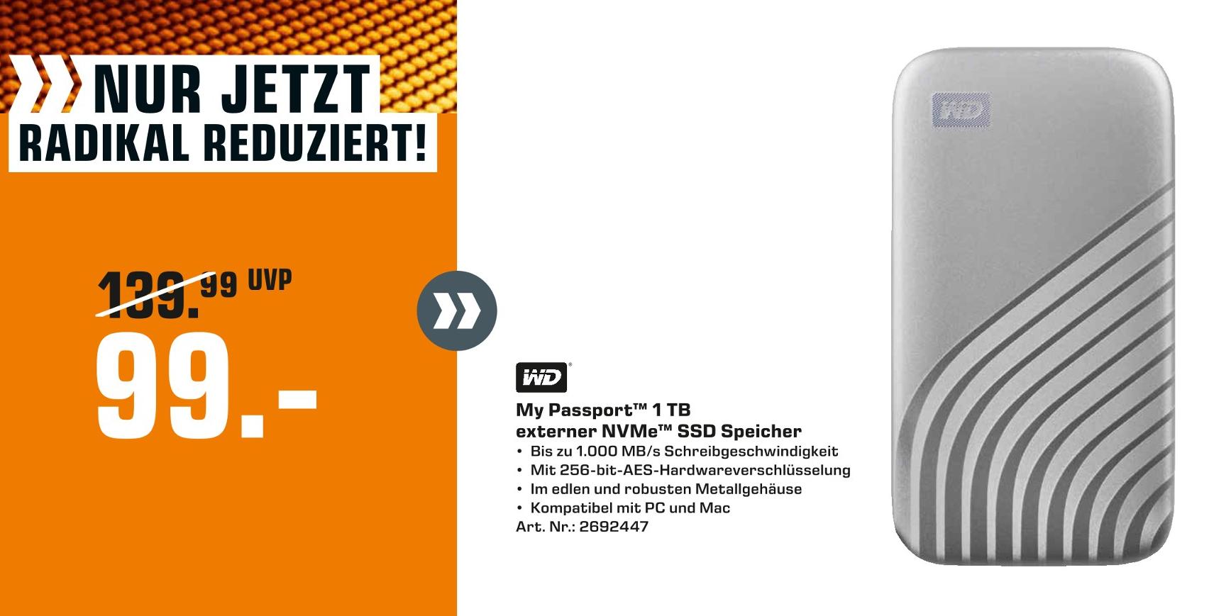 Saturn Hamburg - My Passport 1 TB externer NVMe SSD Speicher My Passport 1 TB externer NVMe SSD Speicher Angebot bei Saturn Hamburg im Prospekt GUTSCHEINHEFT