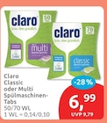 Classic oder Multi Spülmaschinen-Tabs im Angebot bei budni in Lüneburg Classic oder Multi Spülmaschinen-Tabs Angebote von Claro bei budni Lüneburg für 6,99 €