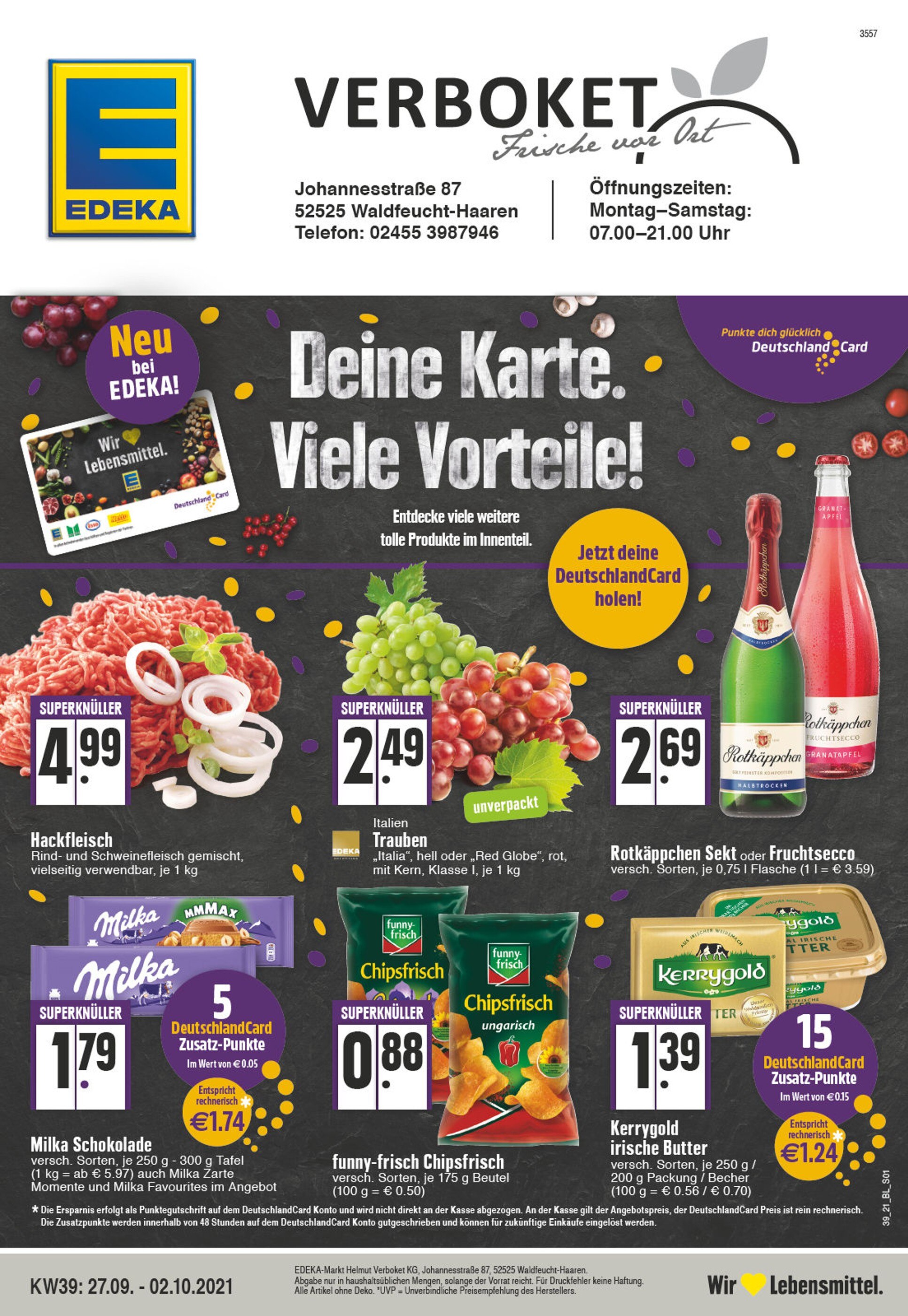 EDEKA Prospekt für Waldfeucht mit 32 Seiten EDEKA Prospekt für Waldfeucht: "Aktuelle Angebote", 32 Seiten, 27.09.2021 - 02.10.2021
