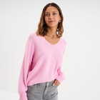 Pull col en V manches longues rose femme à La Halle dans Caumont-sur-Durance