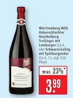 Haberschlachter Heuchelberg Trollinger mit Lemberger Q.b.A. Angebote von Württemberg WZG bei Marktkauf Heidenheim für 3,99 €