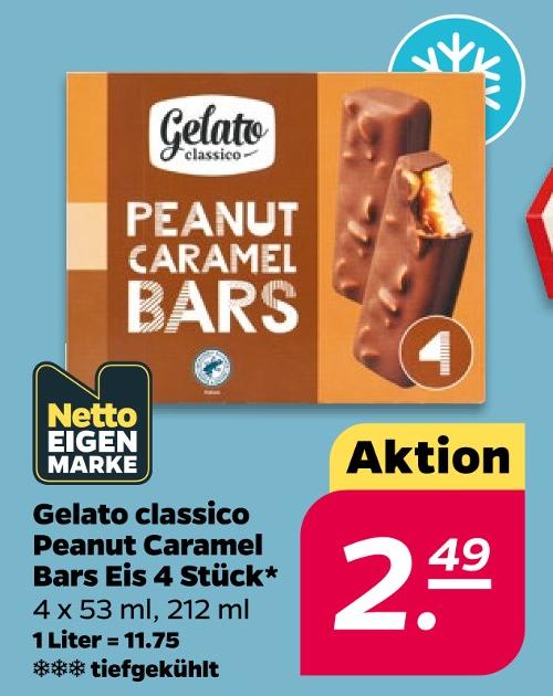 Peanut Caramel Bars Eis 4 Stück