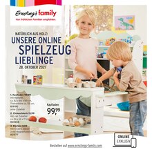 Ernstings family Prospekt für Helse mit 4 Seiten Ernstings family Prospekt für Helse: UNSERE ONLINE SPIELZEUG LIEBLINGE, 4 Seiten, 27.10.2021 - 5.11.2021