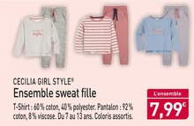 Mode - CECILIA GIRL STYLE dans le catalogue Aldi Ensemble sweat fille - CECILIA GIRL STYLE à 7,99 € en promo chez Aldi