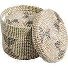 Promo Panier rond avec couvercle en jonc de mer à 17,99 € dans le catalogue Carrefour à Beauvais