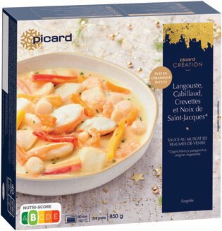 Picard Saintes - Langouste, cabillaud, crevettes et noix de Saint-Jacques sauce au Muscat de Baumes de Venise Promo Langouste, cabillaud, crevettes et noix de Saint-Jacques sauce au Muscat de Baumes de Venise dans le catalogue Picard Joyeux Noël(s) à Saintes