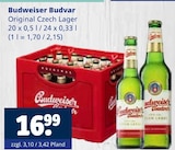 Original Czech Lager im Angebot bei Getränkewelt in Dülmen Original Czech Lager Angebote von Budweiser Budvar bei Getränkewelt Dülmen für 16,99 €
