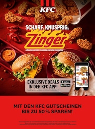 KFC Prospekt: "SCHARF. KNUSPRIG. Zinger", 1 Seite, 12.01.2023 - 19.02.2023