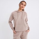 Sweat hoodie molleton à capuche beige femme en promo chez La Halle Sweat hoodie molleton à capuche beige femme dans le catalogue La Halle