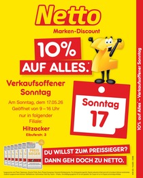 Netto Marken-Discount Prospekt für Hitzacker: "10% auf ALLES", 2 Seiten, 17.05.2026 - 17.05.2026