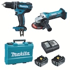 Lot Perceuse DHP482SFE + Meuleuse DGA452Z - Makita - Espace Emeraude à Rennes Lot Perceuse DHP482SFE + Meuleuse DGA452Z - Makita en promo chez Espace Emeraude Rennes à 379,00 €