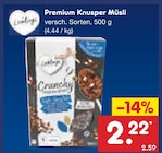 Premium Knusper Müsli bei Netto Marken-Discount im Mosbach Prospekt für 2,22 €