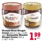 Nusspli Nuss-Nougat-Creme oder Belmandel Mandel-Nougat-Creme Angebote von Zentis bei E center Heidelberg für 1,99 €