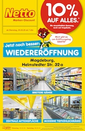 Aktueller Netto Marken-Discount Discounter Prospekt in Magdeburg und Umgebung, "Wiedereröffnung - 10% AUF ALLES." mit 6 Seiten, 25.03.2025 - 29.03.2025