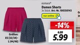 Damen Shorts von esmara für 5,99 € bei Lidl im Angebot Damen Shorts von esmara im aktuellen Lidl Prospekt