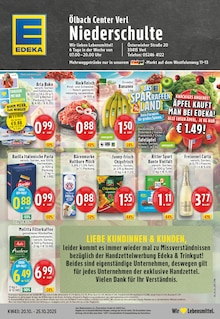 EDEKA Prospekt der Woche "Aktuelle Angebote" Seite 1, 20.10.2025 bis 25.10.2025 für Verl Aktueller EDEKA Prospekt "Aktuelle Angebote" Seite 1 von 24 Seiten für Verl